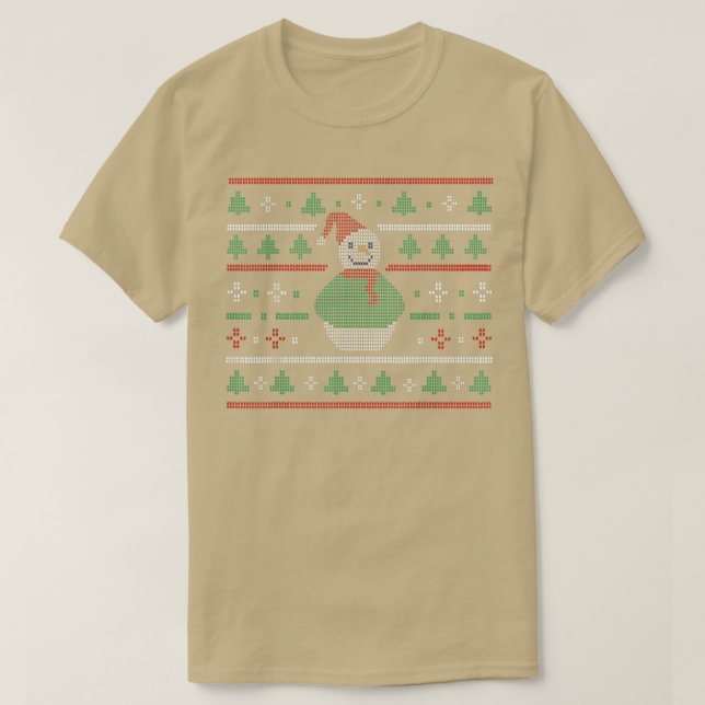 Camiseta Vassoura de Natal Feia do Homem de Neve (Frente do Design)