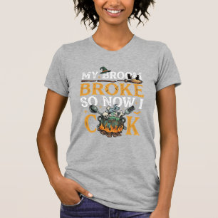 Camiseta Vassoura Quebrou Cauldron de Halloween Caveiras Ga