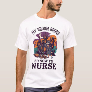 Camiseta Vassoura Quebrou Enfermeira Halloween Bruxa Casa A