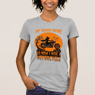 Camiseta Vassoura Quebrou Halloween Bruxa Motocicleta Morce