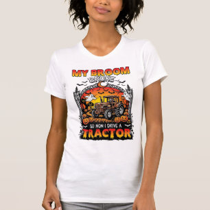 Camiseta Vassoura Quebrou Trator Dia das Bruxas Fantasmas_1