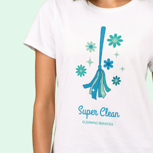 Camiseta Vassoura Retro de Limpeza Profissional de Casa Bri