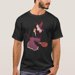 Camiseta Vassoura-voadora de bruxa-mágica oculta