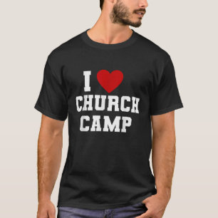 Camiseta VBS I Love Church Camp Christian Church Bíblia Sch