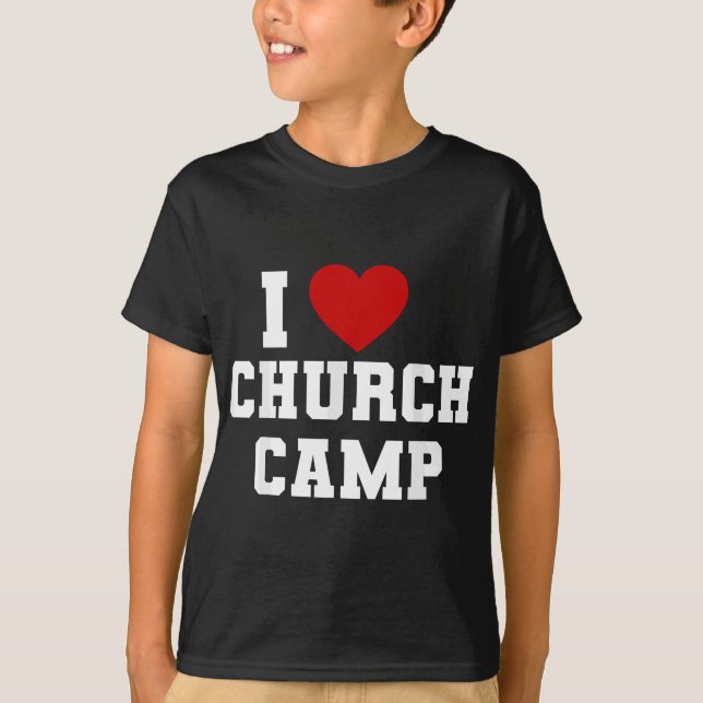Camiseta VBS I Love Church Camp Christian Church Bíblia Sch (Frente)