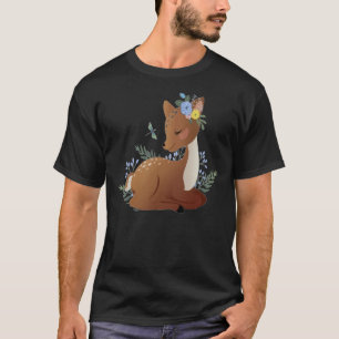 Camiseta veado bonito com flores para crianças Camisa-T ess