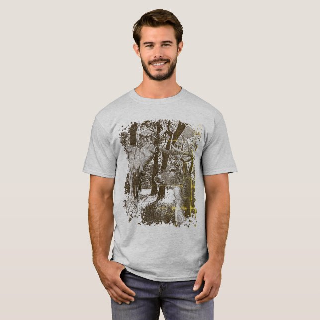 Camiseta Veado de Cauda Branca, Bodes Alerta, (Frente Completa)