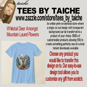 Camiseta Veado-de-cauda-branca Entre Flores de Laurel da Mo