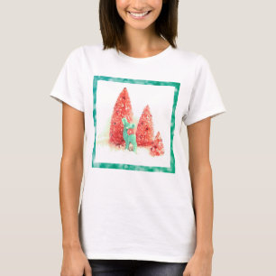 Camiseta Veado de Natal com Quadro Aqua