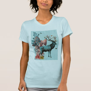 Camiseta Veado de Turquesa na Floresta de Cogumelo 2