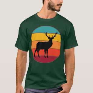 Camiseta Veado divertido pôr do sol animais arte menino