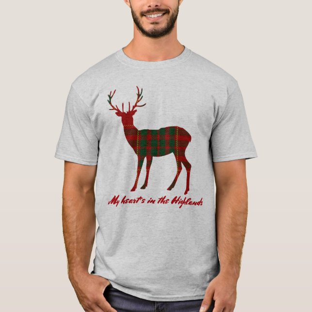 Camiseta Veado do Tartan de Cameron do clã das citações de (Frente)