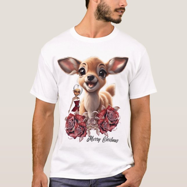 Camiseta Veado doce e elfos fofos (Frente)