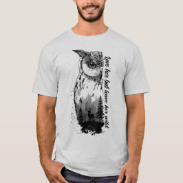 Camiseta Veado e natureza no fundo de uma coruja T-Shir