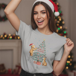 Camiseta Veado e urso de Natal