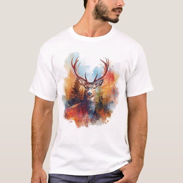 Camiseta Veado em Floresta de outono (Frente)