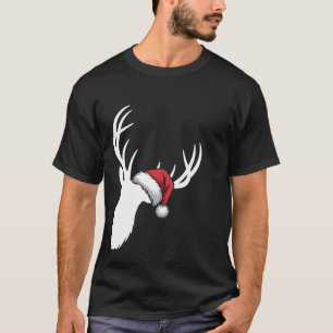 Camiseta Veado Natal Chapéu do Papai Noel Pijama Veado de C
