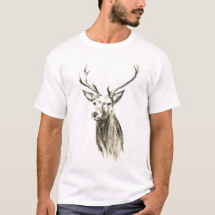 Camiseta Veado ou rena preto e branco dos cervos com