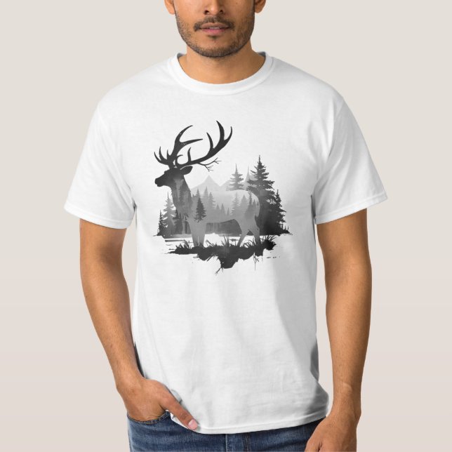 Camiseta Veado selvagem parado na floresta (Frente)