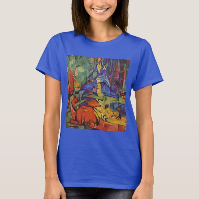 Camiseta Veados na Floresta II por Franz Marc, Arte Antigo (Frente)