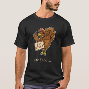 Camiseta Vegan Ação de Graças Turquia come pizza