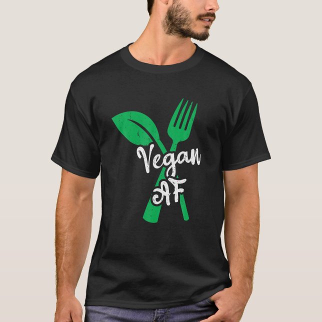 Camiseta Vegan AF Folha E Fork Go Vegan (Frente)