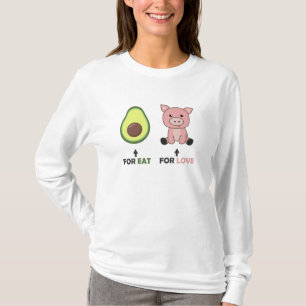 Camiseta Vegan Amante de os animais Come Avocado Porcos Amo