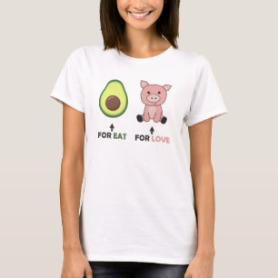 Camiseta Vegan Amante de os animais Come Avocado Porcos Amo