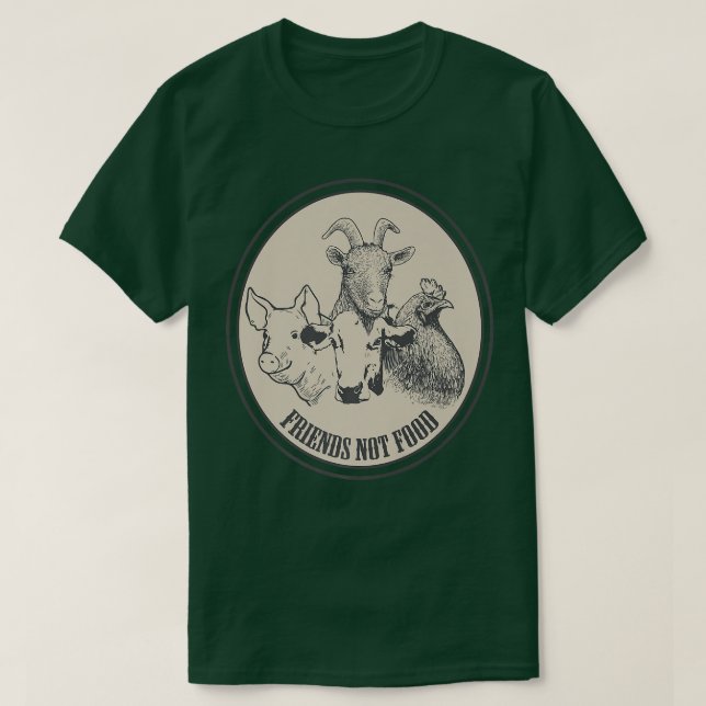 Camiseta Vegan Amigos Não Comida De Galinha De Capim Vegeta (Frente do Design)