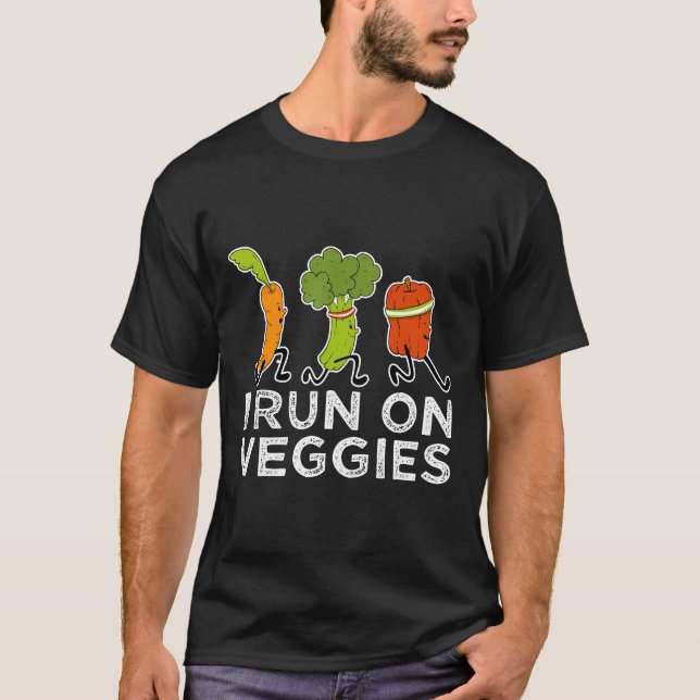 Camiseta Vegan Athlete Marathon Runner I Run On Veggies Veg (Frente)