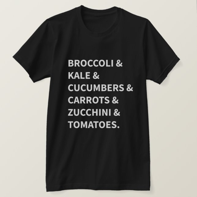 Camiseta Vegan: Brócolis & Kale & Cucumber & Carrot&Tomato (Frente do Design)