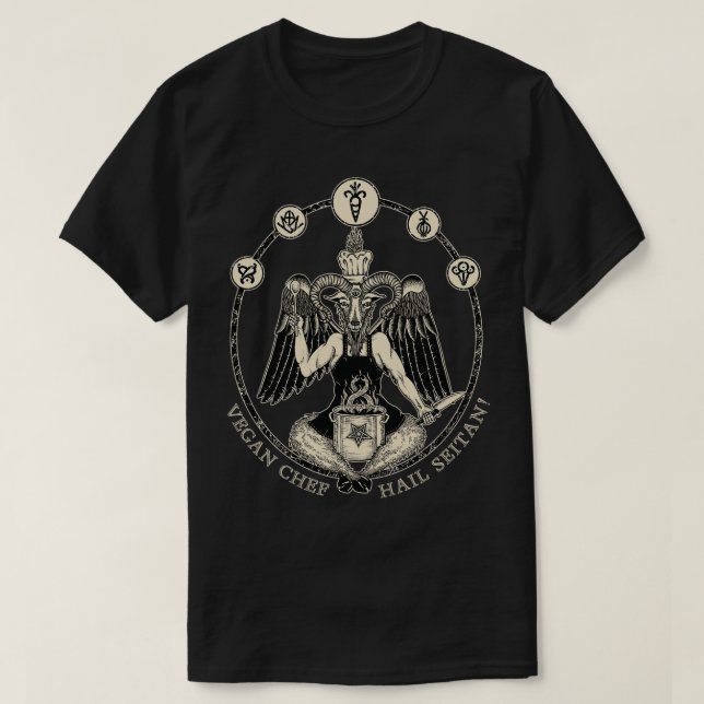 Camiseta Vegan Chef Baphomet Hail Seitan Vegan Chef (Frente do Design)