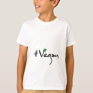 Camiseta # Vegan com folha verde rosa Legal
