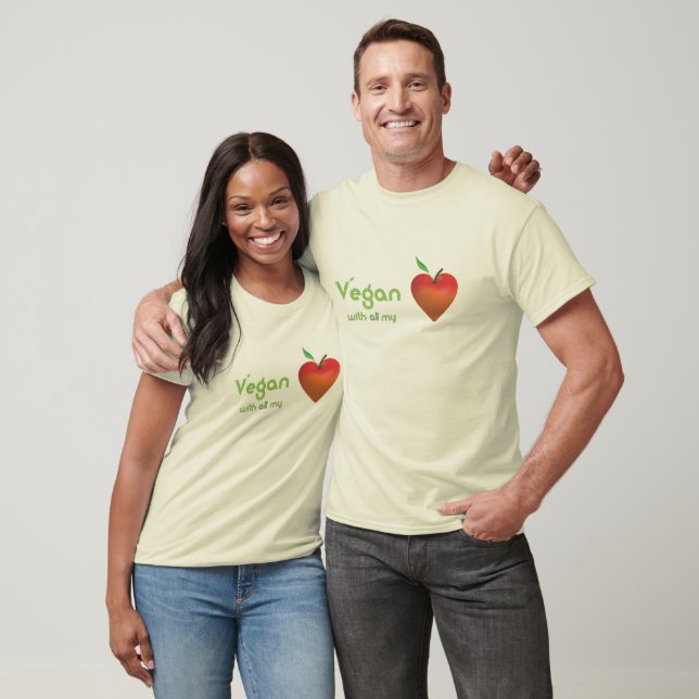 Camiseta Vegan com todo o meu coração (coração de maçã verm (Unissex)