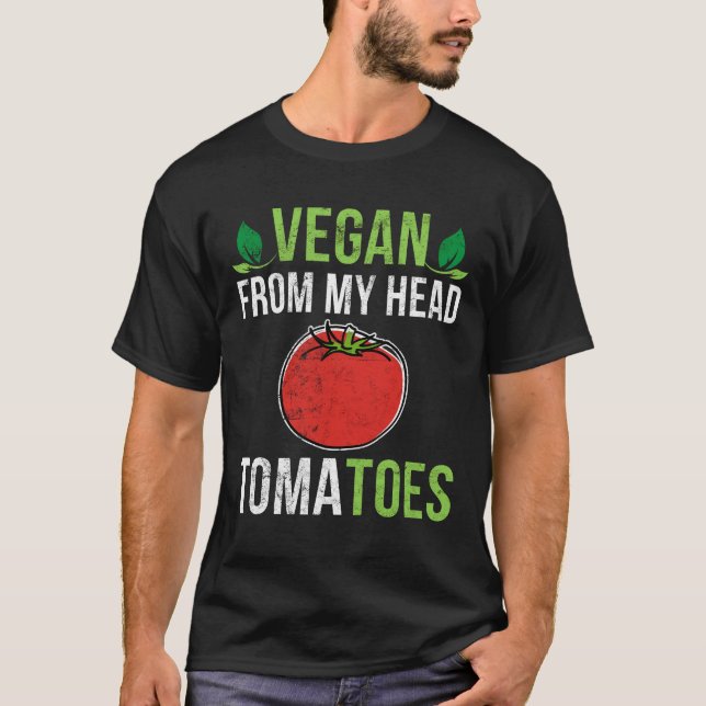 Camiseta Vegan Da Minha Cabeça Tomates Engraçados Trocadilh (Frente)