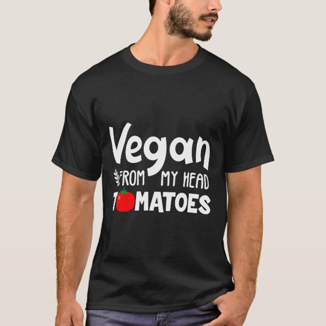 Camiseta Vegan Da Minha Cabeça Tomato Engraçado Presente (Frente)