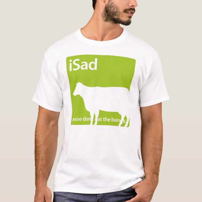 Camiseta Vegan da vaca do iSad ou t-shirt do vegetariano (Frente)