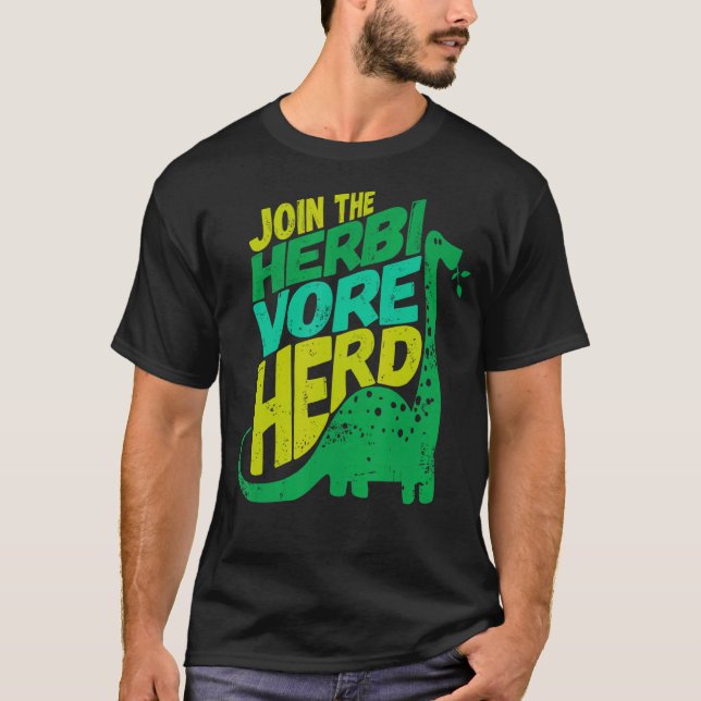 Camiseta Vegan Dinosaur Junta-Se Ao Herbivore Herd Vegetari (Frente)