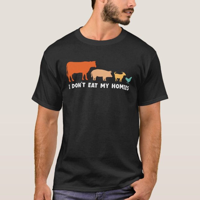 Camiseta Vegan, eu não como minhas casas, puxa vegetariana  (Frente)