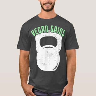 Camiseta Vegan Gains Vegetarian Bodybuilder Veggie Bodybuil
