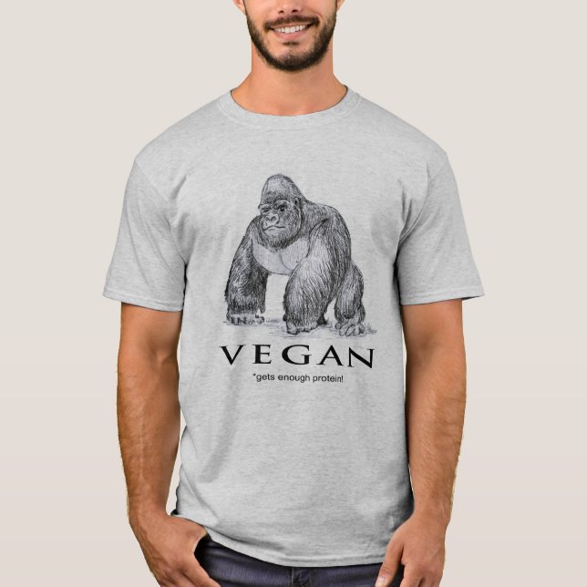Camiseta Vegan gorilla ganha bastante proteína. (Frente)