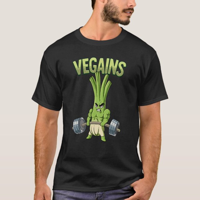 Camiseta Vegan Gym Bodybuilding Vegains 1 (Frente)