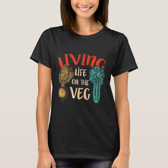 Camiseta Vegan Living On The Veg Graphic Vegetable (Frente)