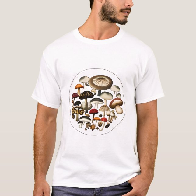 Camiseta Vegan Mushroom Pattern (Frente)