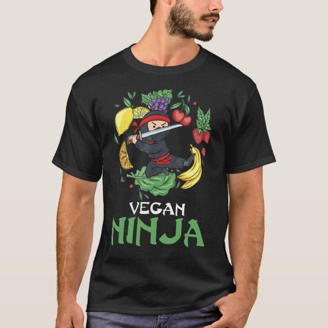 Camiseta Vegan Ninja Veggie Comida sobre Veganismo Mundo Ve (Frente)