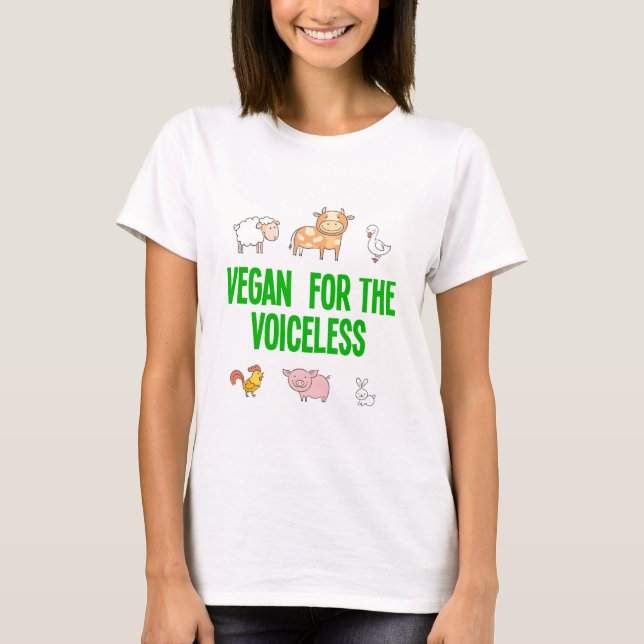 Camiseta Vegan para animais de desenho animado sem voz (Frente)