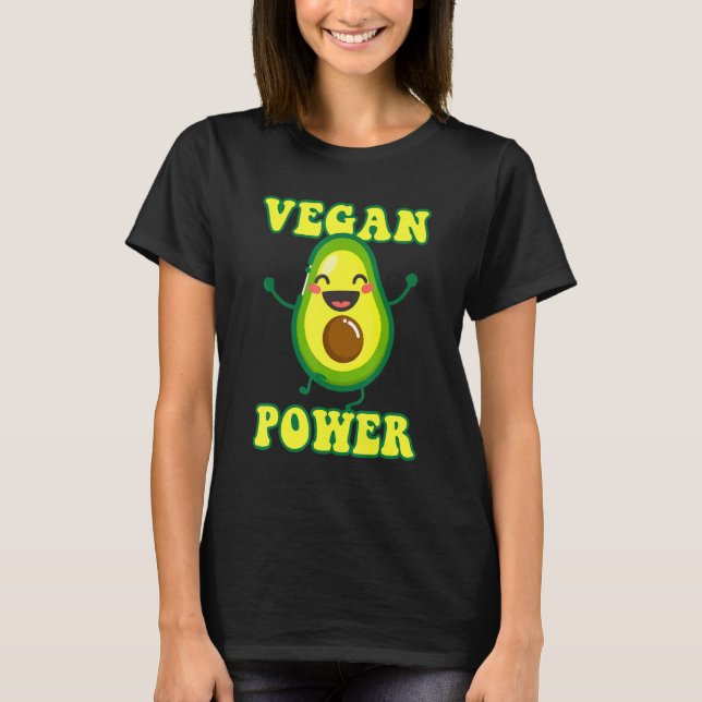 Camiseta Vegan Power Avocado Vegetais Saúde Vegetariana O (Frente)