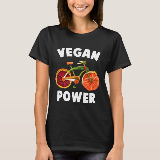 Camiseta Vegan Power Funny Veggie Bike Vegan Lover (Frente)