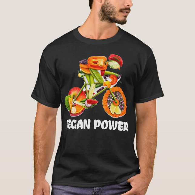 Camiseta Vegan Power Funny Veggie Racing Cyclist Vegetarian (Frente)