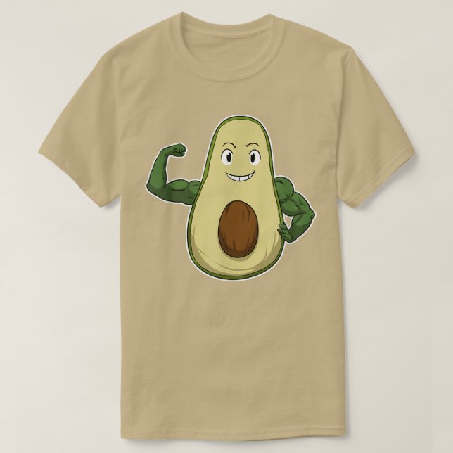 Camiseta Vegan Power Vegetarian Avocado Bodbuilding (Frente do Design)